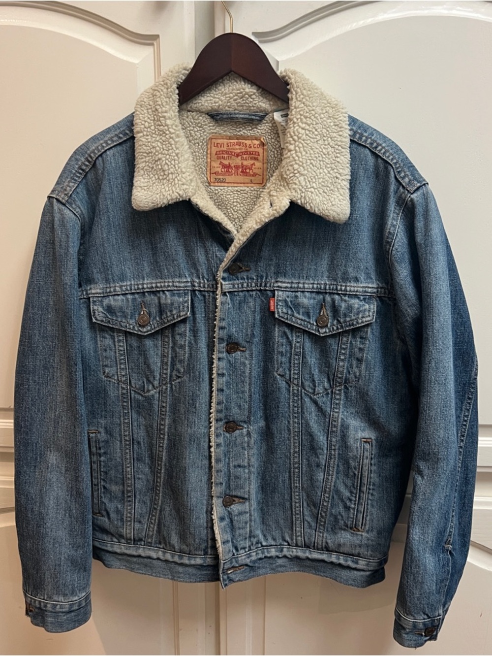 Levi’s VINTAGE Y2K Sherpa Lined Denim Trucker Jacket 70520 Size L
